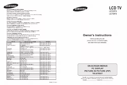 Mode d'emploi SAMSUNG LE70F96B