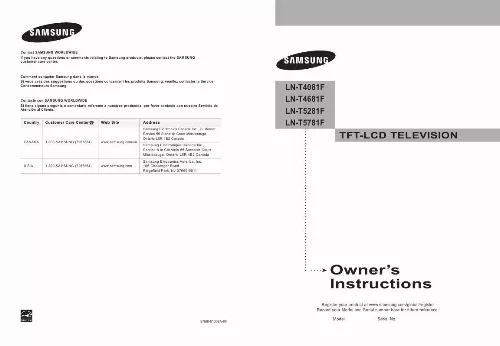 Mode d'emploi SAMSUNG LN-T5781FX