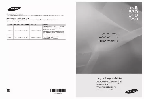 Mode d'emploi SAMSUNG LN46B640R3F