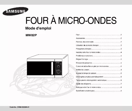 Mode d'emploi SAMSUNG MW82P-SX