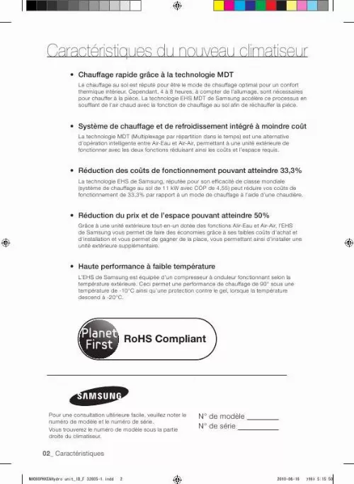 Mode d'emploi SAMSUNG NH160PHXEA