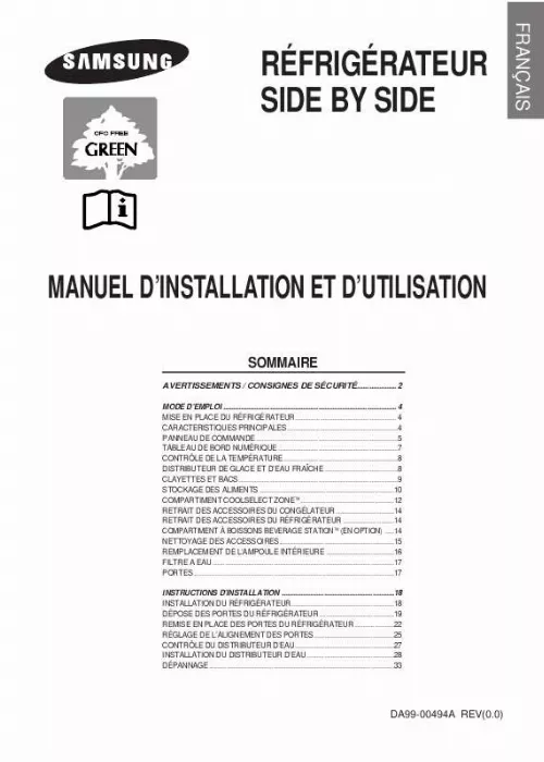 Mode d'emploi SAMSUNG RS21DCMS