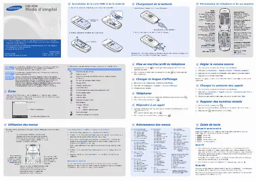 Mode d'emploi SAMSUNG SGH-X550