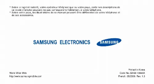 Mode d'emploi SAMSUNG SGH-X820B