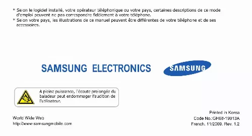 Mode d'emploi SAMSUNG SOULB SGH-U800