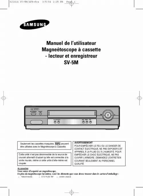 Mode d'emploi SAMSUNG SV-5M