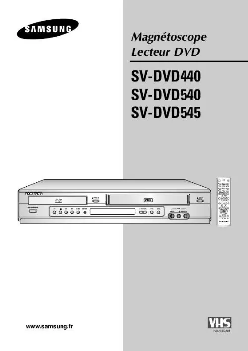 Mode d'emploi SAMSUNG SV-DVD540A