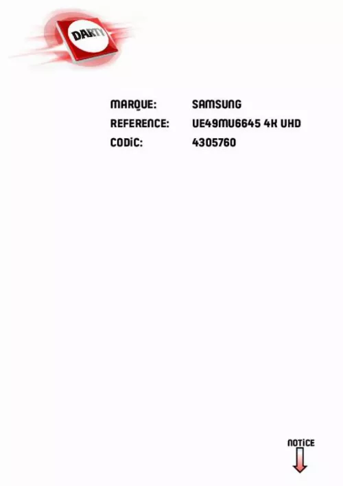 Mode d'emploi SAMSUNG UE49MU6645