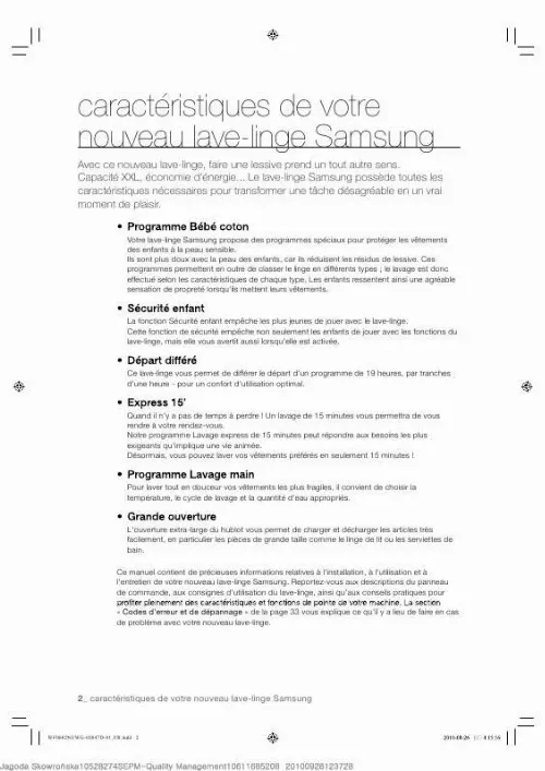 Mode d'emploi SAMSUNG WF0602NUW