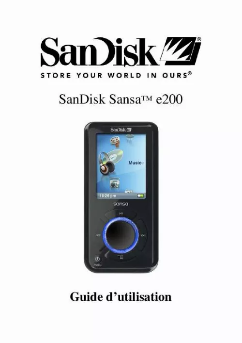 Mode d'emploi SANDISK SANSA E200