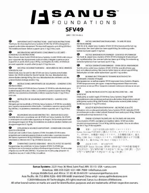 Mode d'emploi SANUS SYSTEMS SFV49