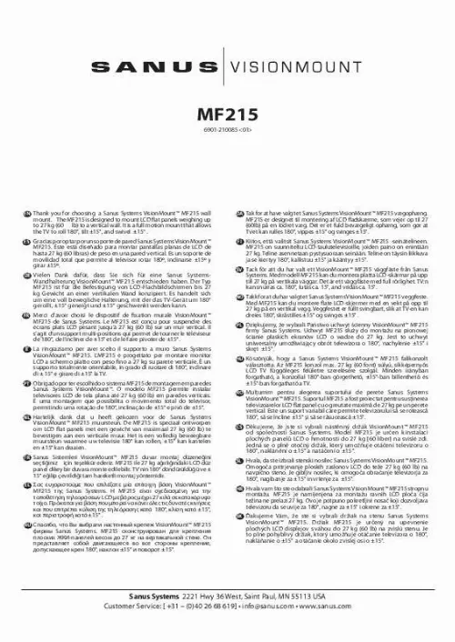 Mode d'emploi SANUS MF215