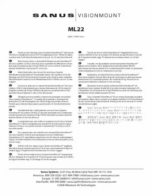 Mode d'emploi SANUS ML22