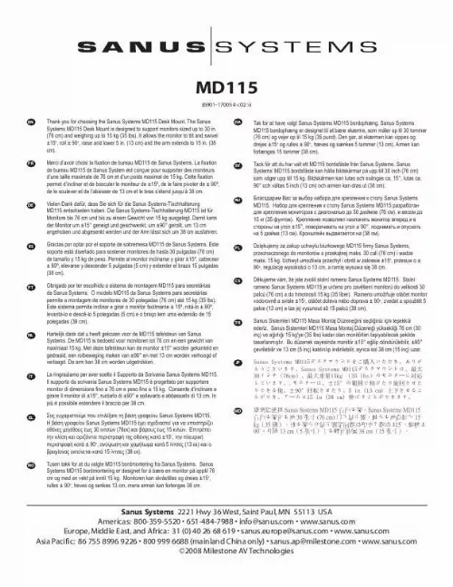 Mode d'emploi SANUS VISIONMOUNT LCD DESK MOUNT-MD115