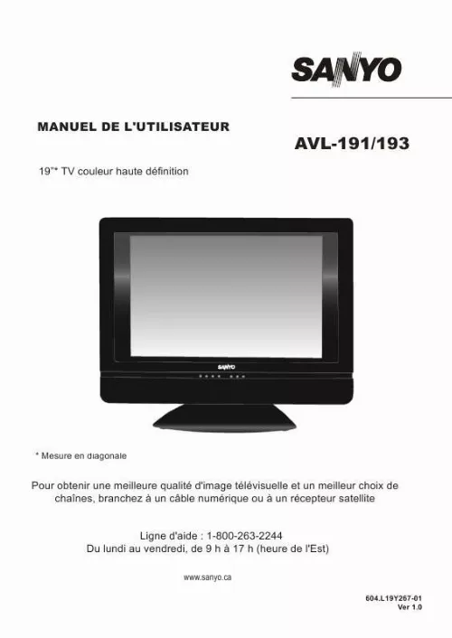 Mode d'emploi SANYO AVL-193