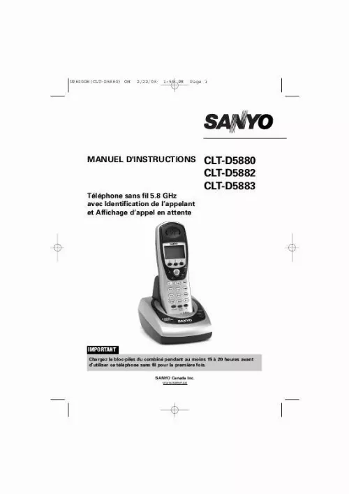 Mode d'emploi SANYO CLT-D5883