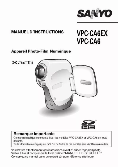 Mode d'emploi SANYO VPC-CA6EX