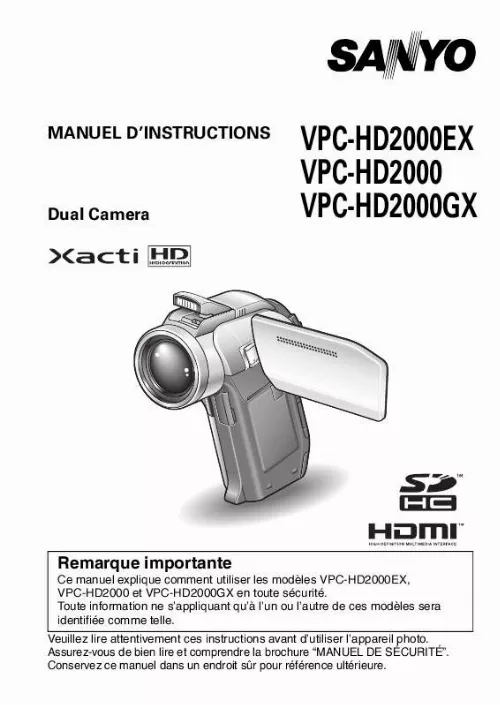 Mode d'emploi SANYO VPC-HD2000ABK