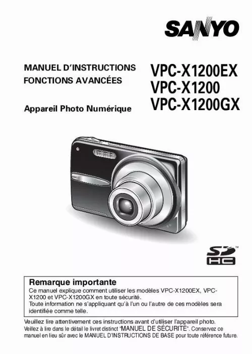 Mode d'emploi SANYO VPC-X1200BK