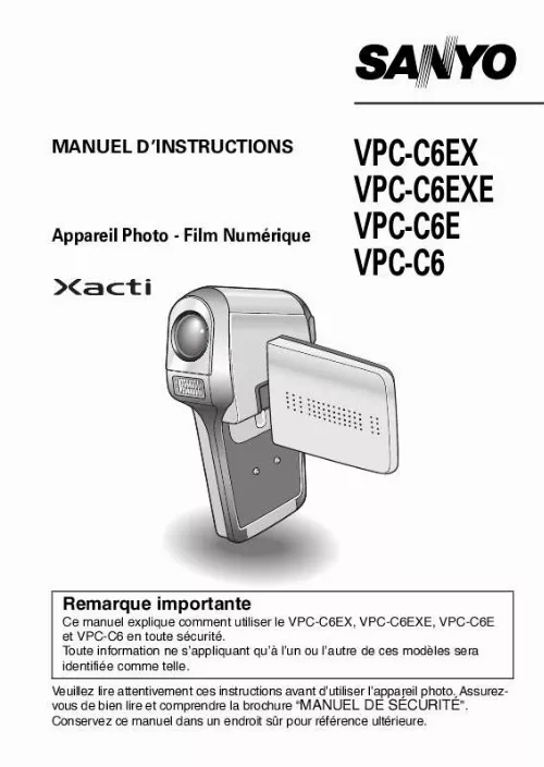 Mode d'emploi SANYO XACTI VPC-C6EX