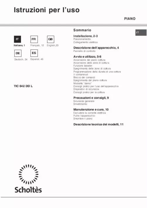 Mode d'emploi SCHOLTES TIC 642 DD L