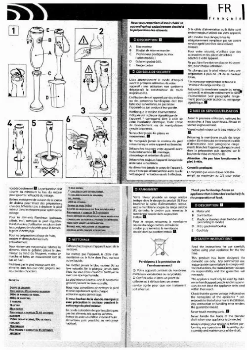 Mode d'emploi SEB HB4061