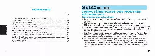 Mode d'emploi SEIKO 8R28 AUTOMATIC CHRONOGRAPH