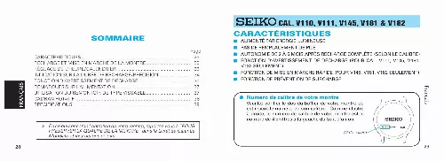 Mode d'emploi SEIKO V182 SOLAR