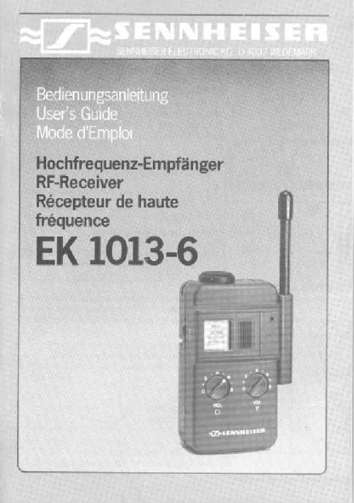 Mode d'emploi SENNHEISER EK 1013-6