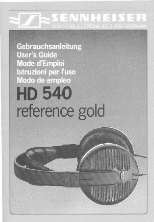 Mode d'emploi SENNHEISER HD 540 REFERENCE GOLD