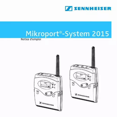 Mode d'emploi SENNHEISER MIKROPORT SYSTEM 2015
