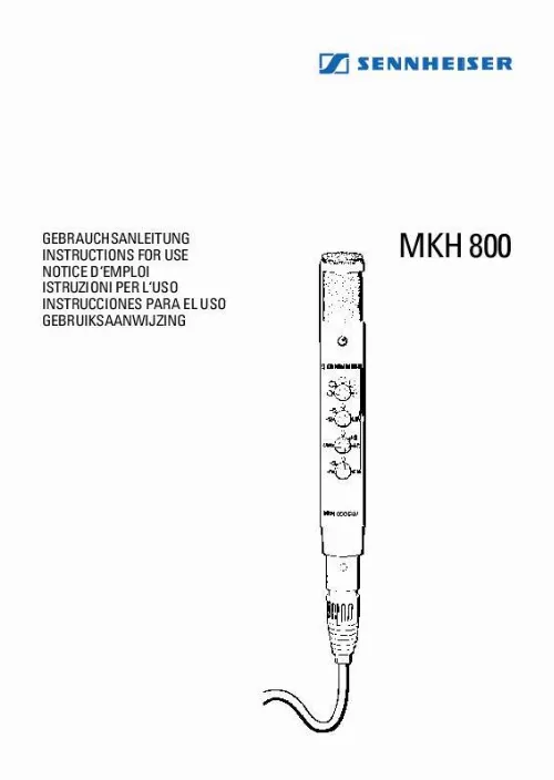 Mode d'emploi SENNHEISER MKH 800