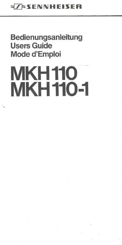 Mode d'emploi SENNHEISER MKH 110