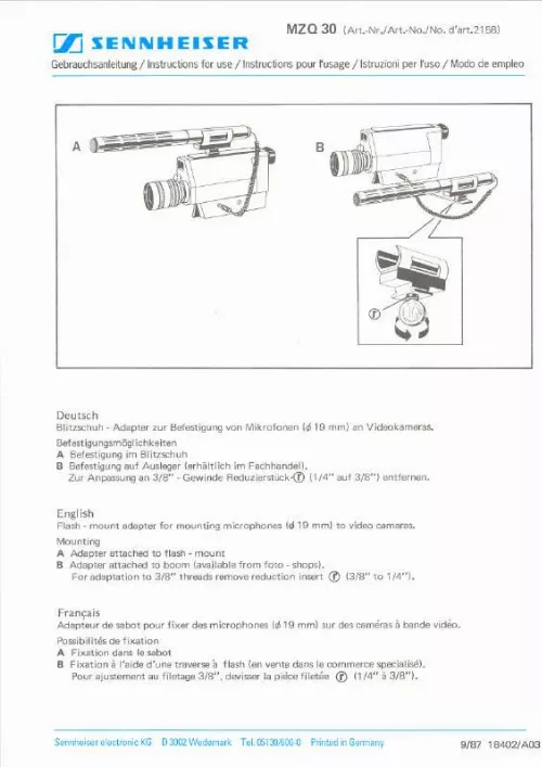 Mode d'emploi SENNHEISER MZQ 30