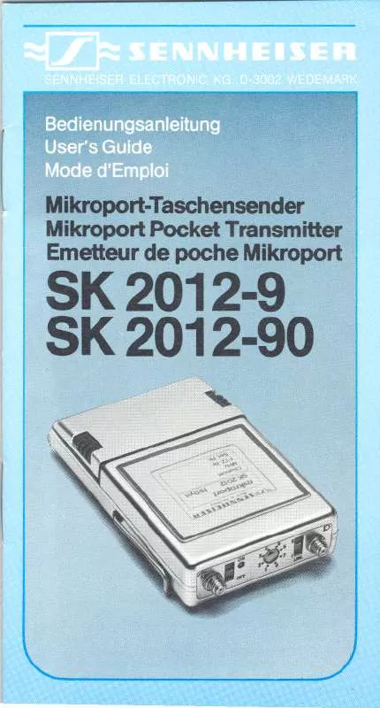 Mode d'emploi SENNHEISER SK 2012-9
