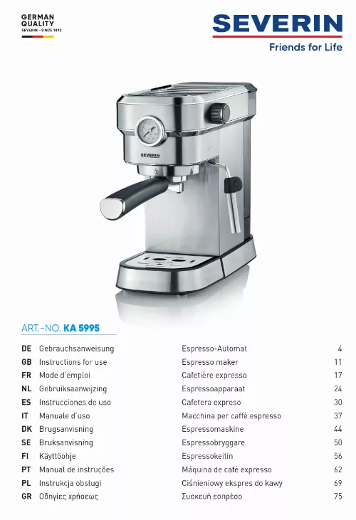 Mode d'emploi SEVERIN KA 5995