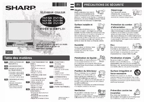 Mode d'emploi SHARP 14J1-GA/SA/SM/21J1-GA/SA/SM