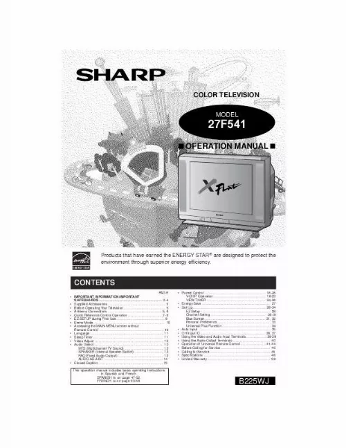 Mode d'emploi SHARP 27F541