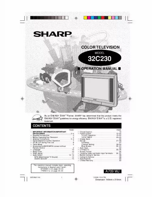 Mode d'emploi SHARP 32C230