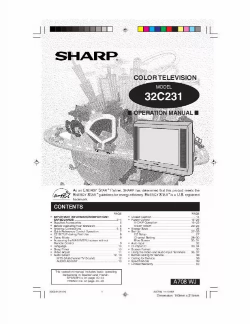 Mode d'emploi SHARP 32C231