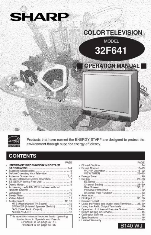 Mode d'emploi SHARP 32F641