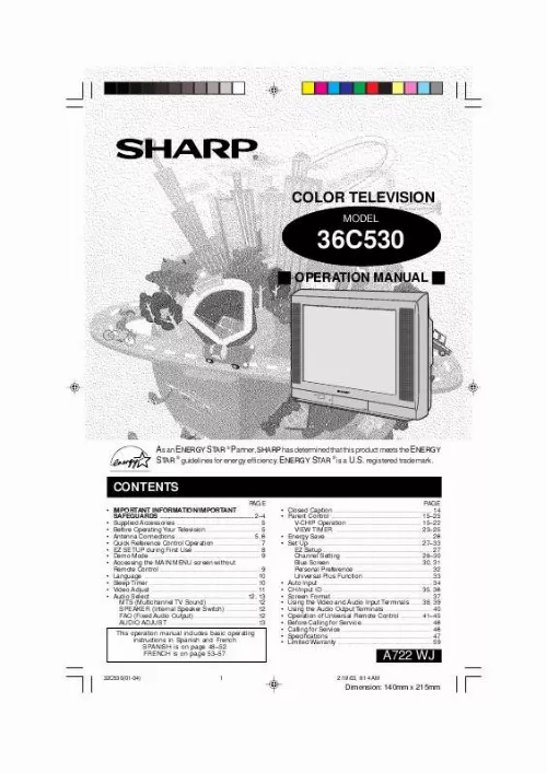 Mode d'emploi SHARP 36C530