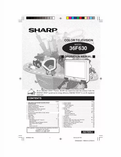 Mode d'emploi SHARP 36F630
