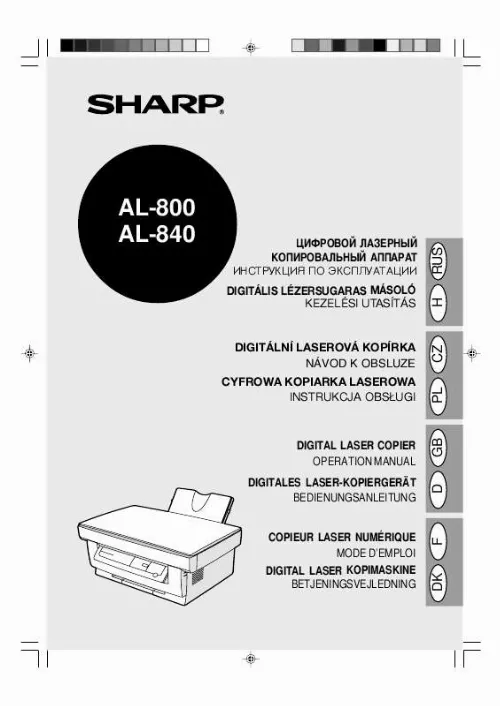 Mode d'emploi SHARP AL-800