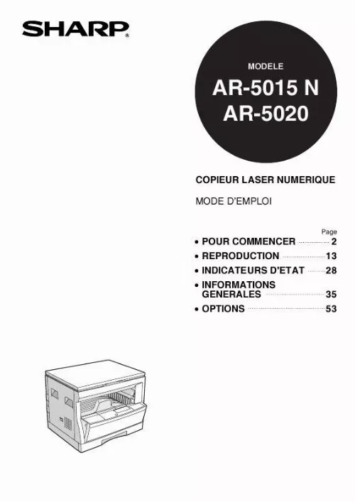 Mode d'emploi SHARP AR-5015N/5020