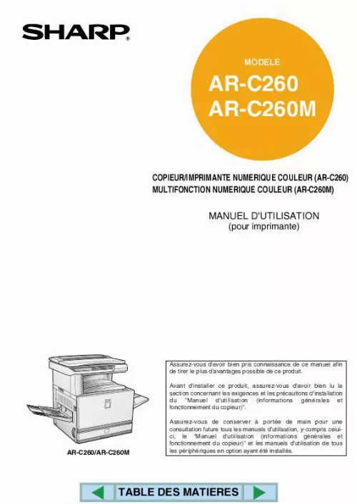 Mode d'emploi SHARP AR-C260/M
