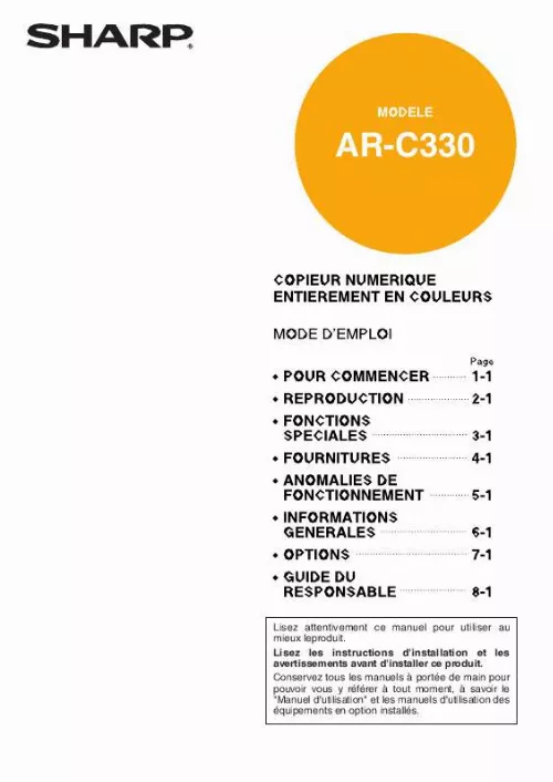 Mode d'emploi SHARP AR-C330