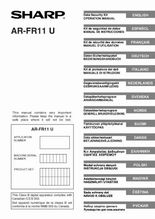 Mode d'emploi SHARP AR-FR11U