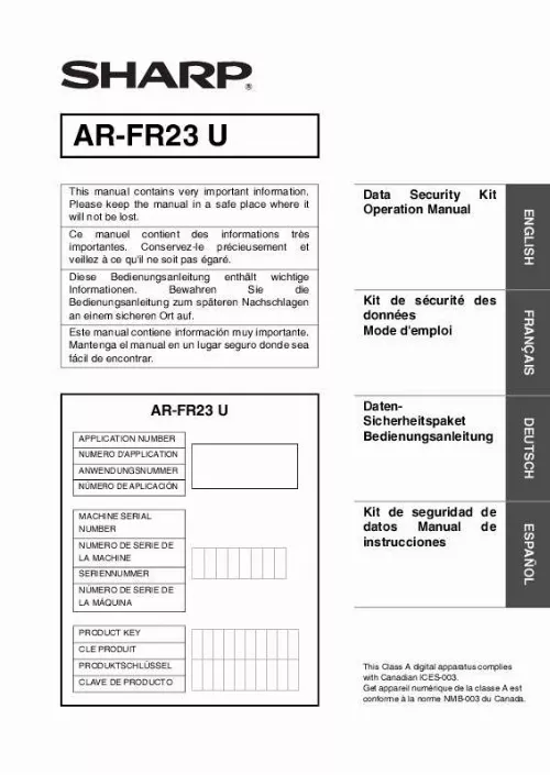 Mode d'emploi SHARP AR-FR23U