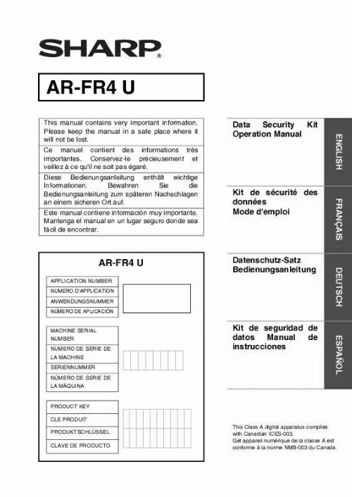 Mode d'emploi SHARP AR-FR4U